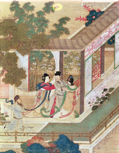 Uma reunião romântica, ilustração de um romance chinês tradicional (wc no papel) de Chinese School