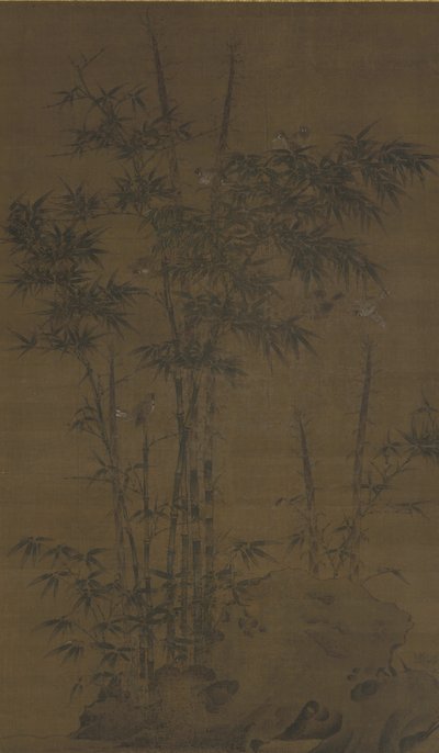 Bambu e pardais, dinastia Yuan ou Ming, final do século XIV de Chinese School