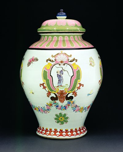 Cisterna pintada com um desenho de Cornelis Pronk (1691-1759) c.1730 (porcelana) (ver 206565 para bacia) de Chinese School