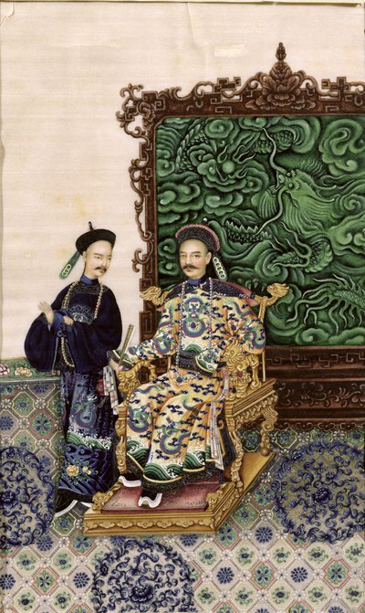 Imperador sentado com um homem de Chinese School