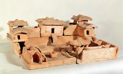 Modelo funerário de uma fazenda, de Thanh Hoa, Vietnã (terracota) de Chinese School