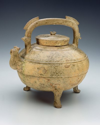 Chaleira de cerâmica vitrificada, Período dos Reinos Combatentes, 1027-220BC (cerâmica) de Chinese School