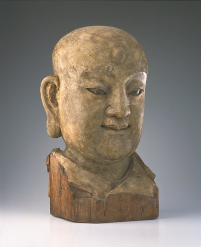 Chefe de um louhan, dinastia Yuan (madeira) de Chinese School