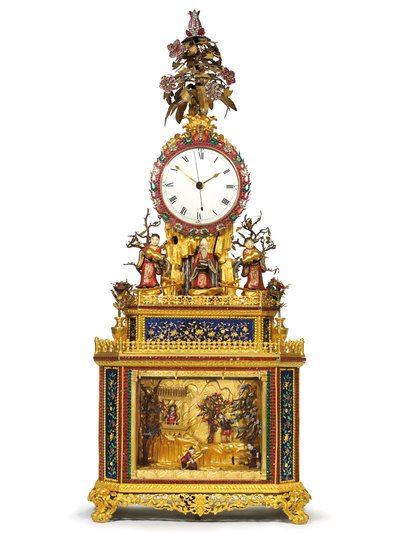 Relógio imperial impressionante, musical e autômato "Daoist Immortal", workshops de Guangzhou, período Qianlong, 1736-1795 de Chinese School