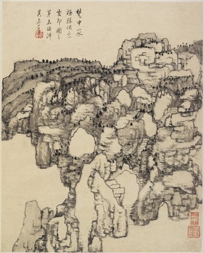 Paisagem (tinta no papel) de Chinese School