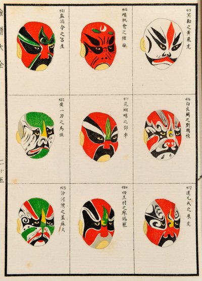 Make up designs para Chinese Opera Characters (woodblock colorido sobre papel) de Chinese School