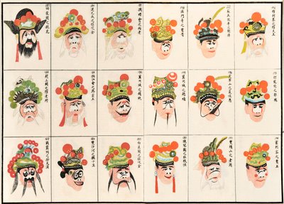 Make up designs para Chinese Opera Characters (woodblock colorido sobre papel) de Chinese School