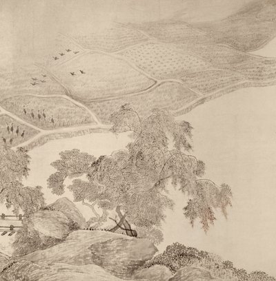 Passando o verão no Thatched Hall of the Inkwell (tinta no papel) de Chinese School