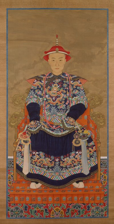 Retrato, de, Qianlong, imperador, como, um, homem jovem, penduradas, rolam de Chinese School
