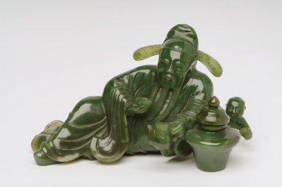 Figura chinesa erudita recostada (jade) de Chinese School