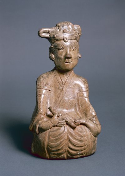 Figura sentada, Jin Ocidental, 265-316 (greenware) de Chinese School
