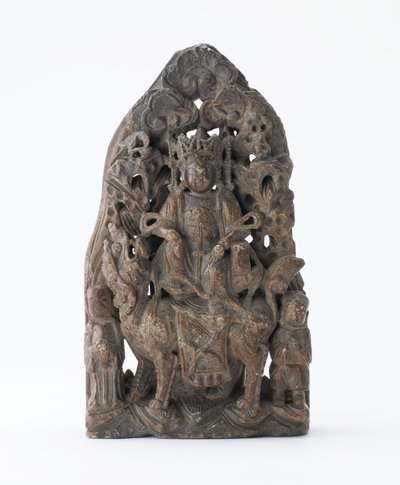 Pequena pedra-sabão, com relevo perfurado de Manjusri em Leão, Período de Divisão, 543 dC de Chinese School