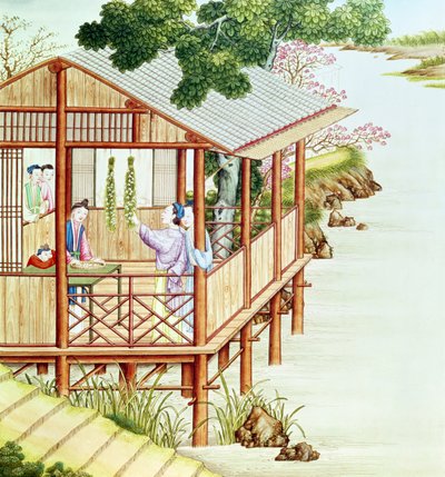 Mulheres, fazendo, doméstico, trabalho de Chinese School