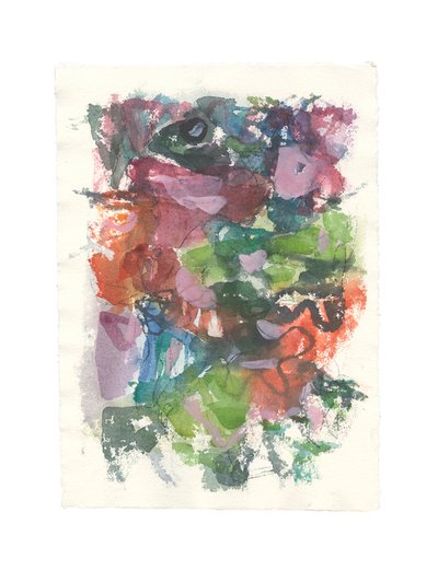 Composição abstrata, Série orgânica, 2021 (aguarela, guache e carvão sobre papel de aguarela feito à mão) de Ching Fun Tso