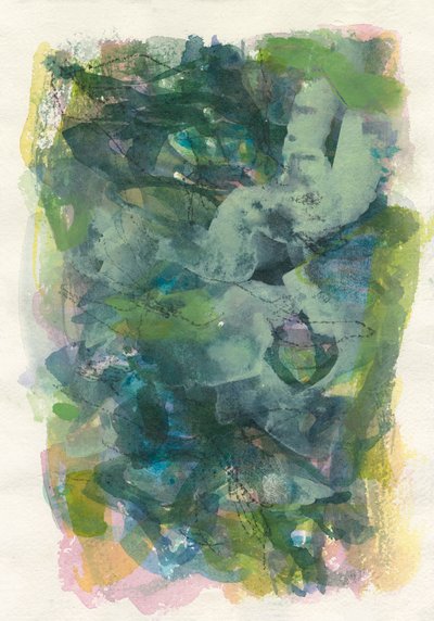 Composição abstrata, Série orgânica/plantas, 2021 (aguarela, guache e carvão sobre papel de aguarela) de Ching Fun Tso