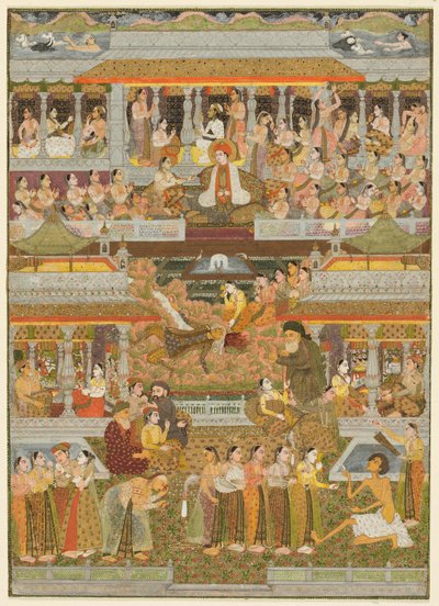Amantes e amados: Um composto de cenas da literatura persa, urdu e sânscrita, c. 1735. de Chitarman II