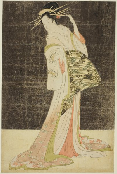 Uma Seleção de Belezas dos Bairros do Prazer (Seiro bijin awase): Cortesãs Contratadas para as Festas de Ano Novo - Takigawa do Ogiya de Chobunsai Eishi