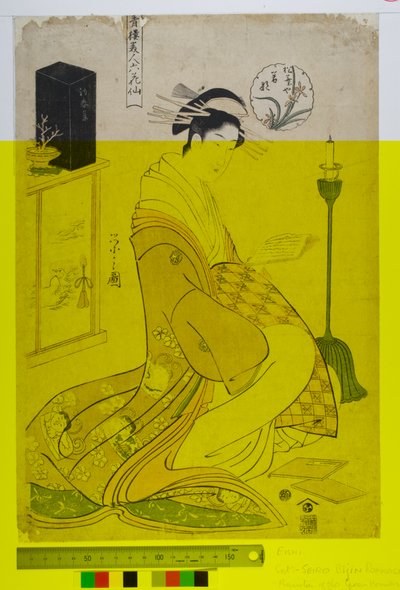 Belezas das Casas Verdes como os Seis Poetas (Seiro bijin rokkasen). c.1794-1795 (impressão em xilogravura sobre papel) de Chobunsai Eishi