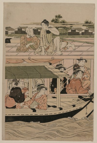 Passeio de barco no rio Sumida de Chobunsai Eishi