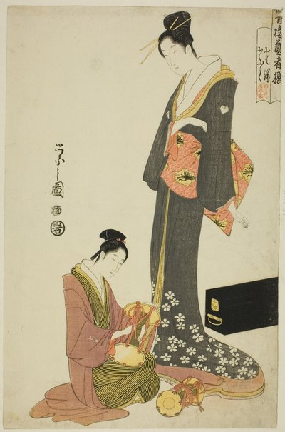Ohana e Ofuku, da série "A Selection of Entertainers from the Pleasure Quarters (Seiro geisha sen)" de Chobunsai Eishi