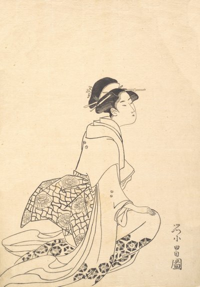 Uma Mulher Ajoelhada. de Chokosai Eisho