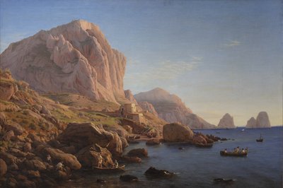 Uma Costa Rochosa, Capri. Depois do nascer do sol de Christen Købke