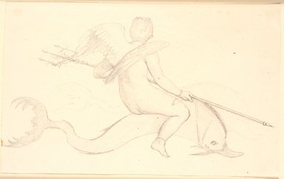 Cupido montando em um golfinho. motivo pompeiano de Christen Købke