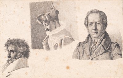 Folha com três retratos: Baker Master Købke, Sophie Krohn e N. Feilberg de Christen Købke