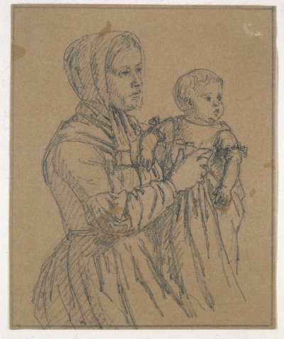 A filha do artista carregada por sua enfermeira de Christen Købke