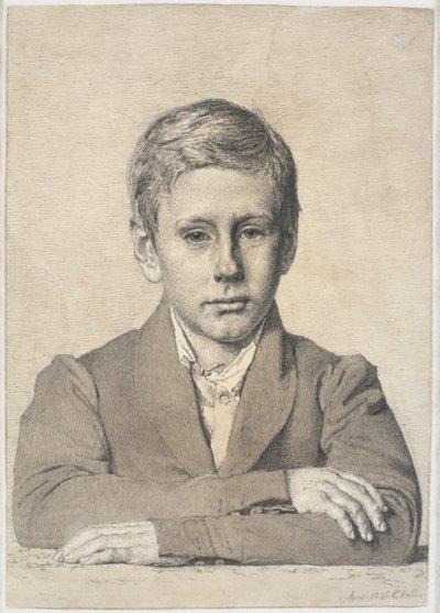 Retrato do lenhador Henrik Clausen (1825-1904) quando criança de Christen Købke