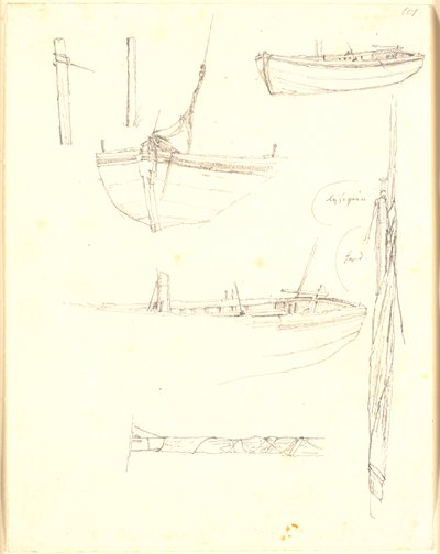 Estudos de um barco de Christen Købke