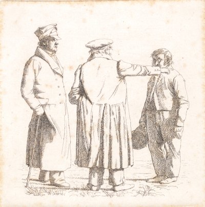 Três figuras de retrato, mestre padeiro Købke, Major Krohn e sargento escravo Sprøch de Christen Købke