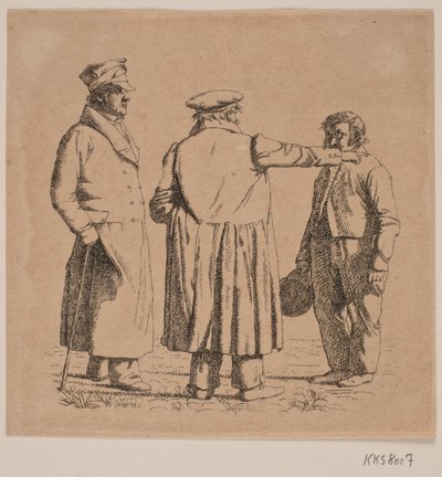 Três figuras de retrato, mestre padeiro Købke, major Krohn e sargento escravo Sprøch de Christen Købke