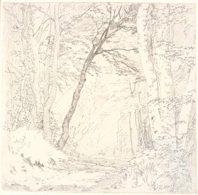 Estrada através de uma floresta de Christen Købke