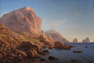 Uma Costa Rochosa, Capri. Depois do nascer do sol de Christen Købke