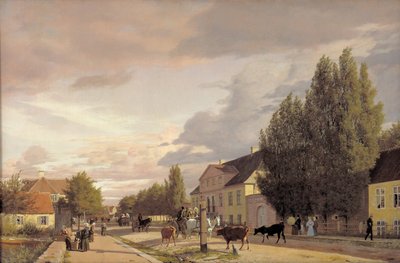 Vista de uma rua em Østerbro, nos arredores de Copenhague. Luz da manhã, 1836 de Christen Schjellerup Købke