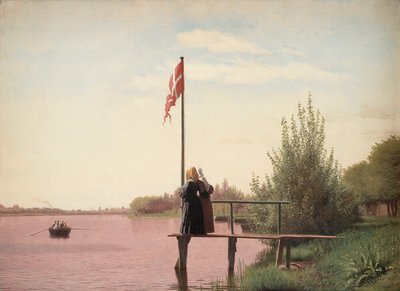 Uma vista de Dosseringen perto do lago Sortedam olhando na direção de Nørrebro de Christen Schjellerup Kobke