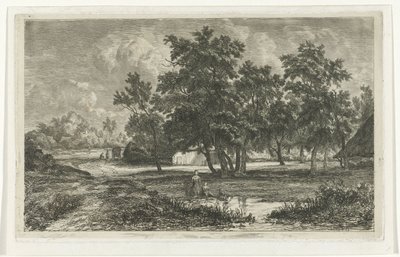 Paisagem com casa de campo entre árvores de Christiaan Immerzeel