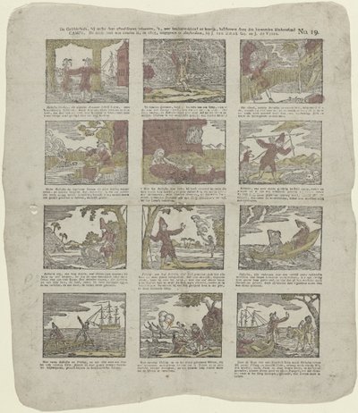 A história a que pertencem estas imagens é, muito legível e instrutiva, descrita pelo famoso amigo das crianças/Acampamento (...) (título no objeto) de Christiaan Jacob Schuyling