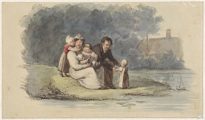 Família sentada junto à água de Christiaan Julius Lodewijk Portman