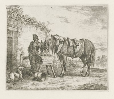 Cavalo em um alimentador de Christiaan Wilhelmus Moorrees