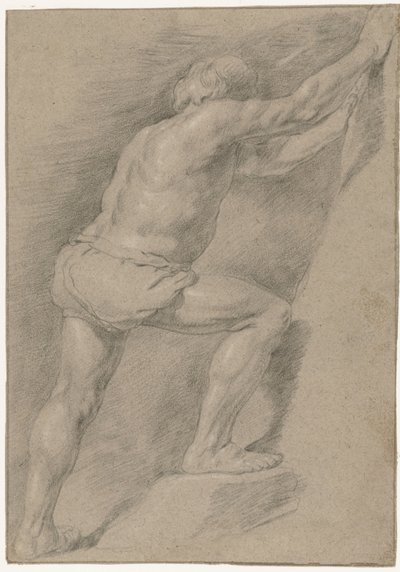Estudo de um homem nu com a perna levantada de Christiaen Gillisz. van Couwenberg (attributed to)