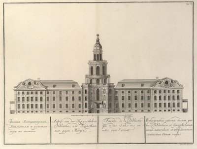 Biblioteca Imperial e Kunstkammer De: O edifício da Academia Imperial de Ciências, 1741 de Christian Albrecht Wortmann