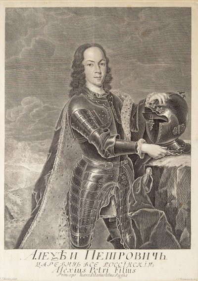 Retrato de Tsarevich Alexei Petrovich da Rússia 1690-1718, c. 1740 de Christian Albrecht Wortmann
