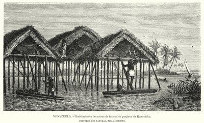 Moradias dos índios Wayuu (Guajiro), Maracaibo, Venezuela (litho) de Christian Anton Goering