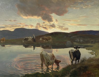 Após o pôr do sol (óleo sobre tela) de Christian Eriksen Skredsvig