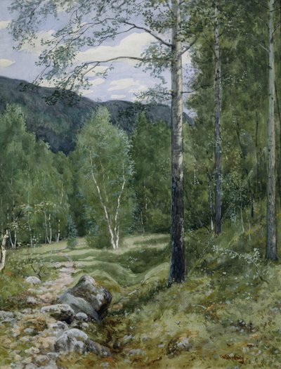 Primavera na Floresta (aquarela sobre papel) de Christian Eriksen Skredsvig