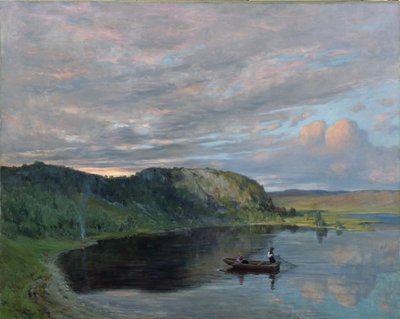 Noite de Verão junto a um lago de alta montanha (óleo sobre tela) de Christian Eriksen Skredsvig