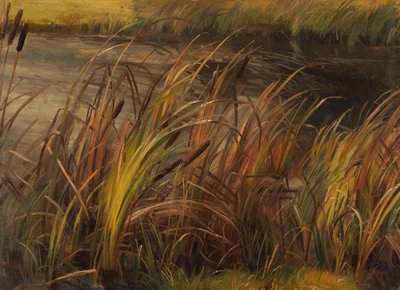 Alemão: Schilf am herbstlichen Bachufer Caniço no riacho outonal de Christian Friedrich Gille
