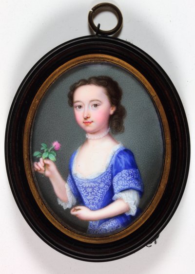 Lady Elizabeth Cavendish Bentinck, mais tarde Marchioness of Bath (esmalte) de Christian Friedrich Zincke